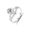 Elegant S925 silver crown ring with 1 carat moissanite moissanite stone in white finish - Adjustable Open / Crown Tiara Style (FDJZ-067)