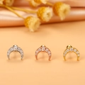 Vista dettagliata di orecchini a mezzaluna in argento, oro e oro rosa con zirconi incastonati - 6# (Mezzaluna) / Argento