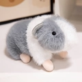 Realistic gray and white plush guinea pig doll with soft long fur and black eyes - Small (15cm) / Gray