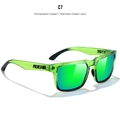 KDEAM square polarized sunglasses with transparent green frames and green mirror lenses - Transparent Green / Mirrored Green Lens
