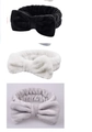 Fasce per capelli in morbido pile corallo con fiocco in nero, bianco e grigio per il viso - Set da 3 pezzi di fasce con fiocco nero bianco grigio (170#)