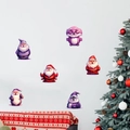 Lindas pegatinas de Papá Noel en rojo y morado para decoración navideña de paredes - PH-QT1223