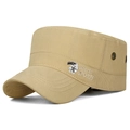 Berretto militare da uomo in cotone kaki con ricamo aquila e occhielli in metallo - Regolabile / Cachi