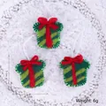 Décoration de Noël en feutre de laine vert avec ruban rouge et ficelle de suspension - Cadeau Rayé-Vert / Ensemble de 3