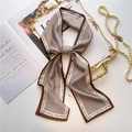 Classic houndstooth twilly silk scarf in brown and beige displayed on elegant tray - Brown and White Houndstooth (LJ21-H104)