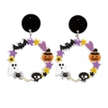 Détail de boucles d'oreilles Halloween en acrylique avec citrouille, fantôme et chauve-souris - Couronne d'Halloween Étoile