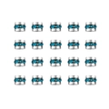 Bulk set of 20 silver stainless steel spacer beads with blue rhinestones for DIY jewelry - Blue