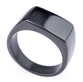 Anillo de sello para hombre en acero negro con cara pulida y laterales cepillados - US 5 / Negro