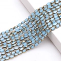 Light blue 4x6mm glass beads with gold trim for DIY jewelry making and crafts - 4x6mm Gold Edged Seed Beads approx. 48pcs/Strand / Porcelain Lake Blue Gold Edge