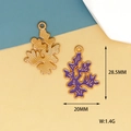 Detail view of leaf-shaped charms with dimensions and weight in gold and purple enamel - 21 Purple Coral