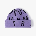 Gorro de punto jacquard morado con letras TRUM negras para estilo callejero - Púrpura Jaspeado