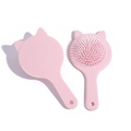 Spazzola per capelli rosa a forma di gatto con cuscinetto ad aria, fronte e retro - Gatto rosa con cuscino rosa