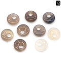 Flat round natural agate stone beads with stripes and large side holes in various brown tones - 18mm Side Hole Grey Agate
