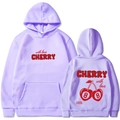 Sweat à capuche violet clair avec cordon et imprimé Cherry with love Limited Edition - Lavande