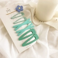 5-teiliges Haarspangen-Set mit matt-türkisen Clips und einer blauen Blumen-Haarnadel - See-Blaue Serie