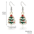 Christmas tree drop earrings in green and red festive colors with size measurements - Christmas Tree Ear Hooks (E2308-7)