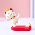 Lucky cat phone holder figurine in red and gold finish for New Year home decor - 8157 Promotion Phone Holder