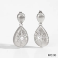 Orecchini a goccia color argento con motivo a stella, perla e zirconi - Orecchini d'Argento (PD3293)