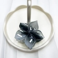 Dark grey floral hair claw clip with glossy finish for elegant women hair styling - Black (Transparent Five-petal Flower)