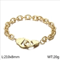 Bracciale a manette in acciaio inossidabile dorato lucido, 210x8mm, finitura raffinata - Bracciale Oro (KB168988-Z)