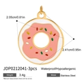 Roze emaille donut hanger van goud roestvrij staal voor DIY sieraden set 3st - Donut Stijl (JDP0212041)