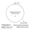 Detail view of 40cm silver stainless steel chain necklace with technical dimensions - Silver (YYN025042-P)