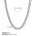 Collana a catena cubana in acciaio inossidabile argento, lunghezza 41+5cm, 4,7mm - Collana Stile XL328 / Argento