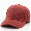 Classic corduroy baseball cap in brick red color with vintage textured finish - Adjustable / Brick Red