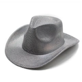 Cappello da cowboy western argento con strisce nere e lucentezza metallica party - Strisce Argento e Nero