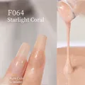 Starry Coral F064 Japanese plant-based nail gel with a translucent pink shimmer finish - F064 Starlight Coral