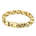 Golden textured Cuban link bracelet for men with large vintage box clasp detail - Gold Style (KB157307-KFC)