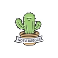 Broche de esmalte cactus lindo en maceta marrón con banner NOT A HUGGER - Estilo Cactus (QHXZ3135)