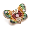 Elegant gold-plated butterfly brooch featuring colorful enamel and vibrant crystals - Style 8/Colorful Rhinestone