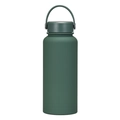 Deep dark green insulated 1L water bottle with matte finish and integrated handle - Moss Green