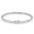 Klassieke zilveren tennisarmband met rond geslepen zirkonia's en een veilige sluiting - 7,5 Inch - 19CM / Zilver