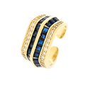 Makroansicht des 18K vergoldeten Rings mit blauen Zirkonia und weißen Edelsteinen - Einstellbar Offen / Blauer Zirkonia (RG0983-Blau)
