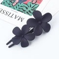 Matte dark purple double flower hair clip with vintage u-shaped design for women - Violet