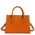 Bolso de mano cuadrado naranja para mujer con asas dobles y correa de hombro ajustable - Marrón