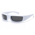 Chic y2k wrap around sports sunglasses featuring white frames and dark grey lenses - White Frame Black Lens