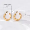French style C-shaped twisted rope hoop earrings in gold plated stainless steel - Gold Twisted (G4)