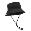 Quick-dry black outdoor sun hat with breathable mesh and adjustable chin strap - Black