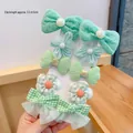 10-piece green floral hair clip set with mint bows and pearls for girls 3.5-4.5cm - E3-8# Cyan 10-piece Set (cardboard Packaging)