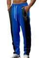 Detail shot of men's color-block joggers with drawstring waist and deer head embroidery - S / Deer Head Print (Logo 5) / Dark Blue