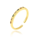 Detailed view of luxury gold-plated ring featuring multi-color micro-pave rectangular zircons - Colorful Zirconia Row Open Style (J-1332)