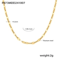 Macro detail of high-quality titanium steel oval link chain necklace in shiny gold finish - Gold Fish-mouth Chain (P873)