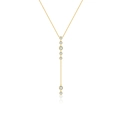 Elegant 925 silver gold Y-shaped necklace with dangling graduated round cubic zirconia stones - 925 Silver / Platinum