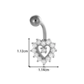 Silver heart belly button ring with clear cubic zirconia in 1.12cm x 1.14cm size - Silver Hollow Heart (0199-4# Silver)