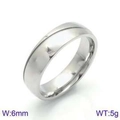 Anillo minimalista de acero inoxidable plateado de 6mm con ranura central pulida fina - Anillo de Hombre Color Acero Ranurado (KR86749-K) / US 7