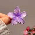 Purple frangipani acrylic hair claw clip with frosted gradient finish, size 4cm - Small Purple Plumeria Clip 4cm