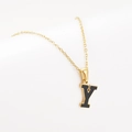 Collar de acero inoxidable dorado con colgante letra Y negra y cadena fina elegante - Letra Y Dorada